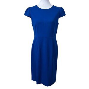 Betsey Johnson Solid Blue Dress Cap Sleeve Sheath Office Business Wedding Guest